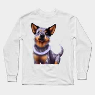 Cute Australian Cattle Dog Drawing Long Sleeve T-Shirt